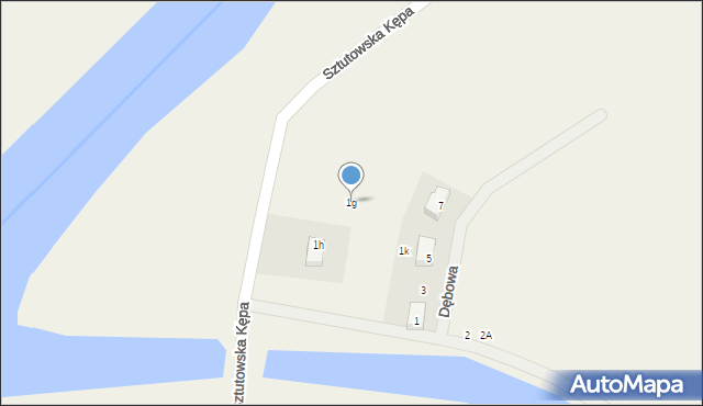 Sztutowo, Sztutowska Kępa, 1g, mapa Sztutowo