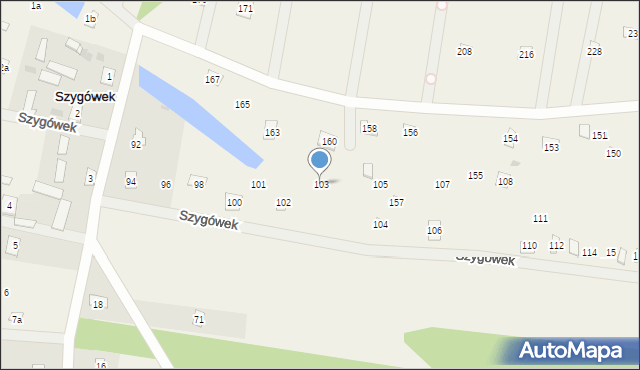 Szygówek, Szygówek, 103, mapa Szygówek