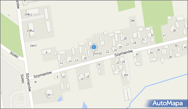 Szymanów, Szymanów, 17, mapa Szymanów