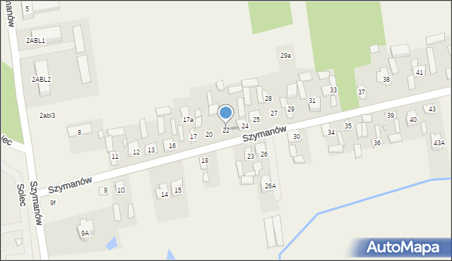 Szymanów, Szymanów, 22, mapa Szymanów