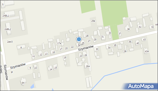 Szymanów, Szymanów, 24, mapa Szymanów