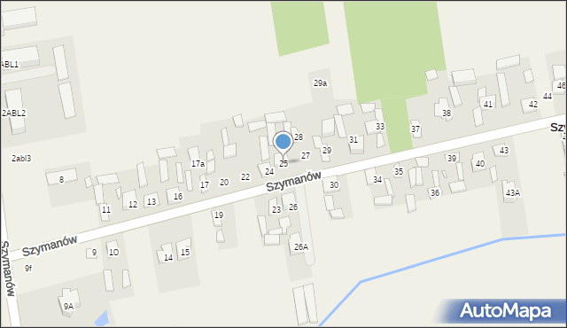 Szymanów, Szymanów, 25, mapa Szymanów
