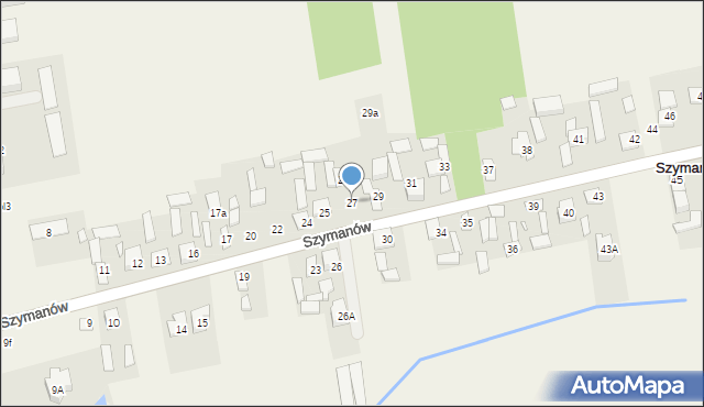 Szymanów, Szymanów, 27, mapa Szymanów