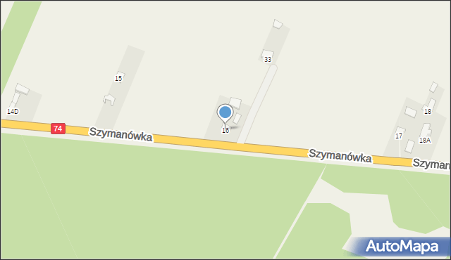 Szymanówka, Szymanówka, 16, mapa Szymanówka