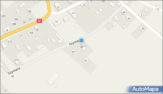 Szymany, Szymany, 4G, mapa Szymany