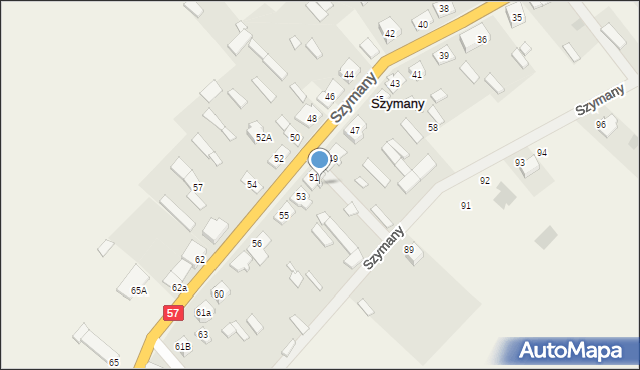 Szymany, Szymany, 51a, mapa Szymany