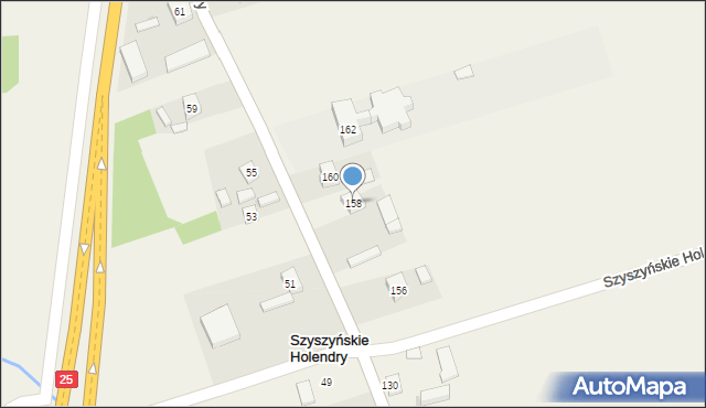 Szyszyńskie Holendry, Szyszyńskie Holendry, 158, mapa Szyszyńskie Holendry