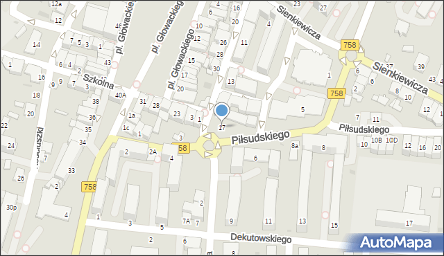 Tarnobrzeg, Szeroka, 17, mapa Tarnobrzegu