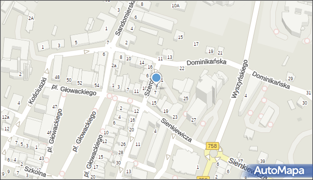 Tarnobrzeg, Szeroka, 5, mapa Tarnobrzegu