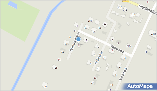 Tarnobrzeg, Szmaragdowa, 1, mapa Tarnobrzegu