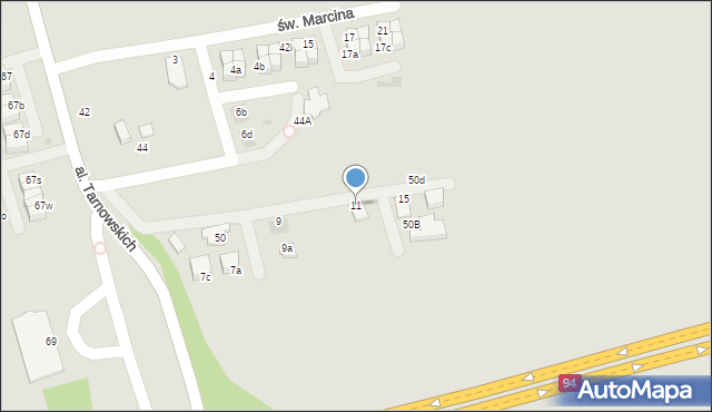 Tarnów, Szczęśliwa, 11, mapa Tarnów