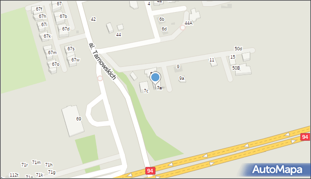 Tarnów, Szczęśliwa, 7b, mapa Tarnów