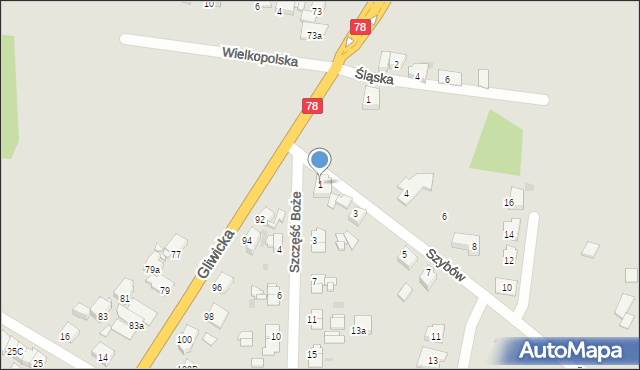 Tarnowskie Góry, Szybów, 1, mapa Tarnowskie Góry