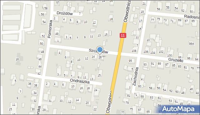 Tarnowskie Góry, Szczygłów, 16, mapa Tarnowskie Góry