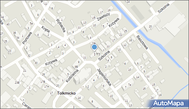 Tolkmicko, Szkolna, 1, mapa Tolkmicko