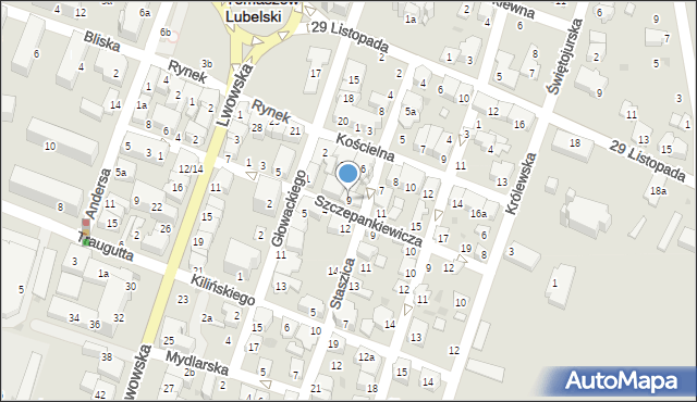 Tomaszów Lubelski, Szczepankiewicza-Drugaka Wilhelma, 9, mapa Tomaszów Lubelski