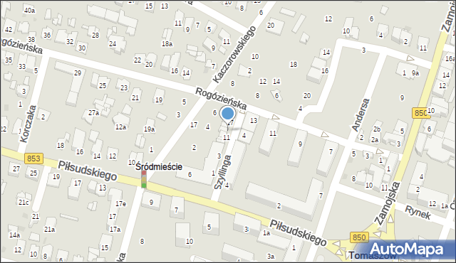 Tomaszów Lubelski, Szyllinga Antoniego, gen., 13, mapa Tomaszów Lubelski