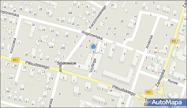 Tomaszów Lubelski, Szyllinga Antoniego, gen., 7, mapa Tomaszów Lubelski