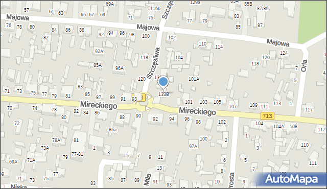 Tomaszów Mazowiecki, Szczęśliwa, 133B, mapa Tomaszów Mazowiecki