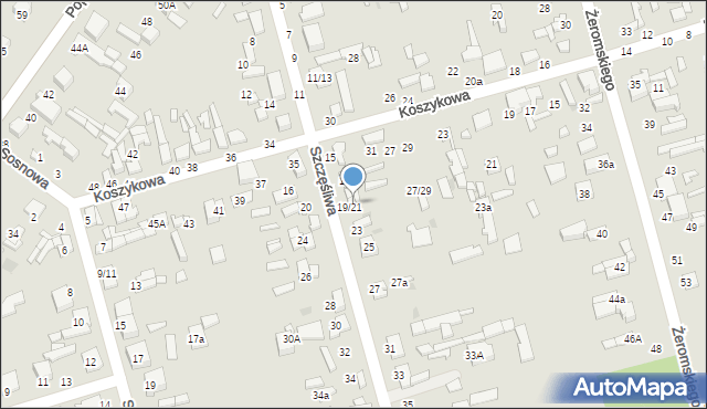 Tomaszów Mazowiecki, Szczęśliwa, 21, mapa Tomaszów Mazowiecki