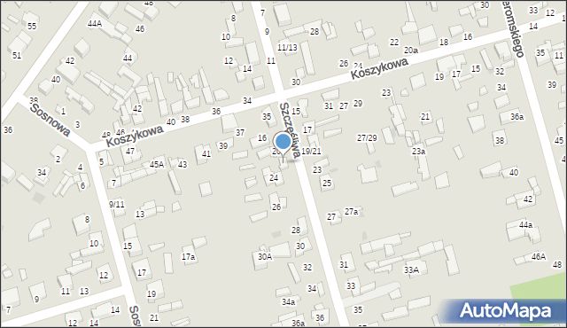 Tomaszów Mazowiecki, Szczęśliwa, 22, mapa Tomaszów Mazowiecki