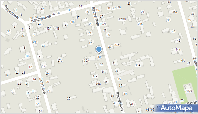 Tomaszów Mazowiecki, Szczęśliwa, 30, mapa Tomaszów Mazowiecki
