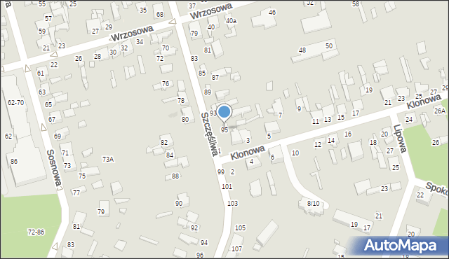 Tomaszów Mazowiecki, Szczęśliwa, 95, mapa Tomaszów Mazowiecki