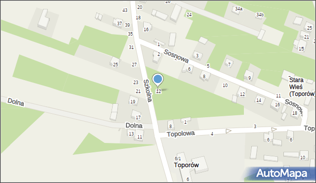 Toporów, Szkolna, 12, mapa Toporów