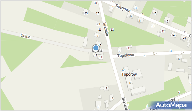 Toporów, Szkolna, 13, mapa Toporów