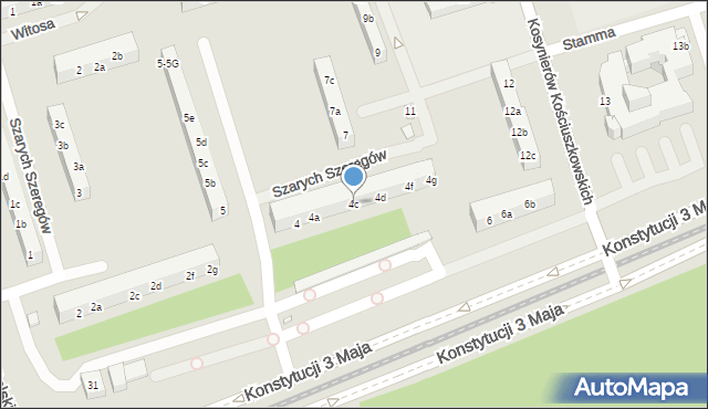 Toruń, Szarych Szeregów, 4c, mapa Torunia