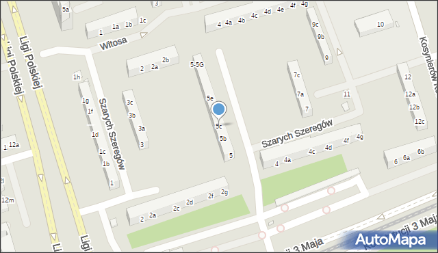 Toruń, Szarych Szeregów, 5c, mapa Torunia