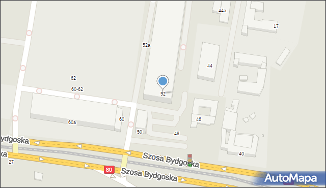 Toruń, Szosa Bydgoska, 52, mapa Torunia