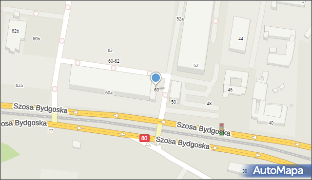 Toruń, Szosa Bydgoska, 60, mapa Torunia