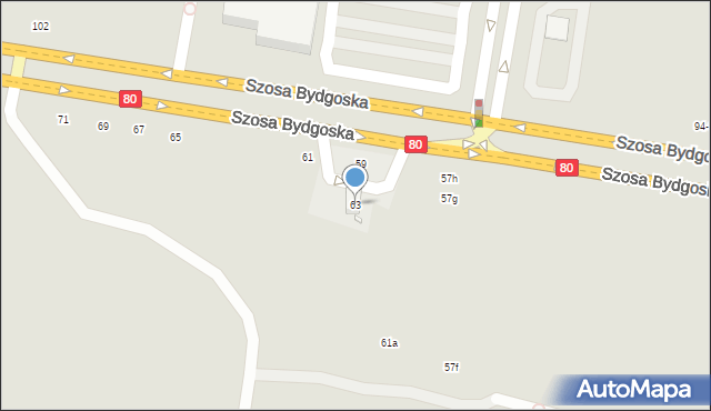 Toruń, Szosa Bydgoska, 63, mapa Torunia