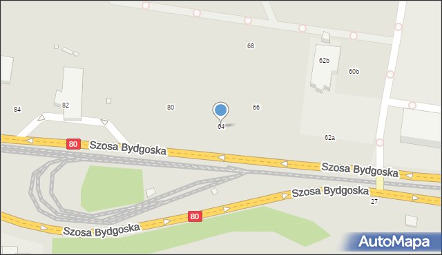 Toruń, Szosa Bydgoska, 64, mapa Torunia