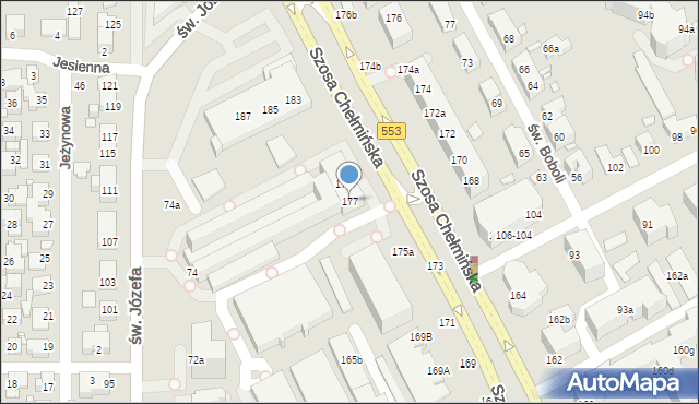 Toruń, Szosa Chełmińska, 177, mapa Torunia
