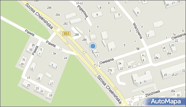 Toruń, Szosa Chełmińska, 284a, mapa Torunia