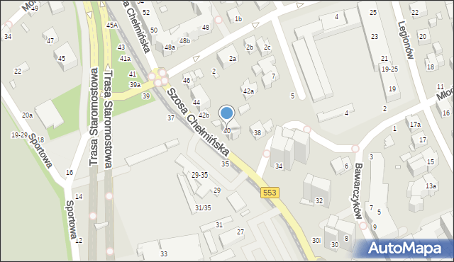 Toruń, Szosa Chełmińska, 40, mapa Torunia