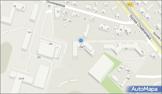 Toruń, Szosa Chełmińska, 83a, mapa Torunia