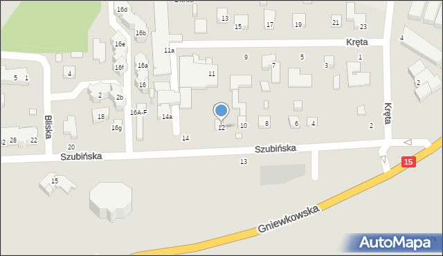 Toruń, Szubińska, 12, mapa Torunia