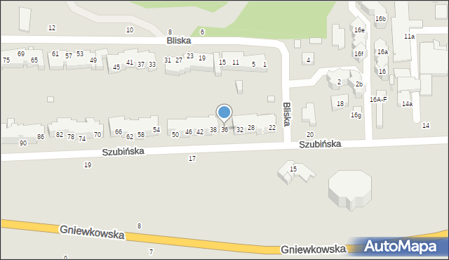 Toruń, Szubińska, 36, mapa Torunia