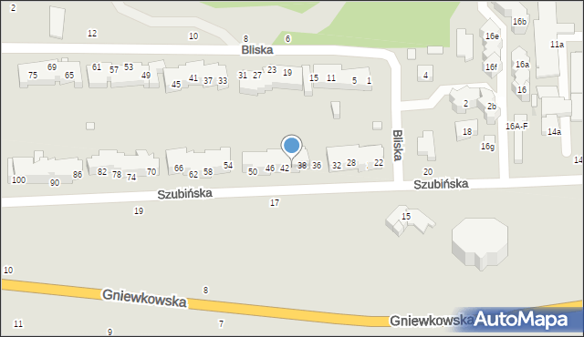 Toruń, Szubińska, 40, mapa Torunia