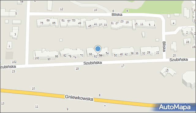 Toruń, Szubińska, 60, mapa Torunia