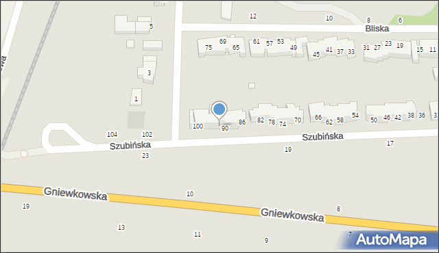 Toruń, Szubińska, 92, mapa Torunia