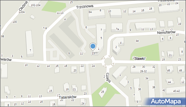 Toruń, Szuwarów, 13, mapa Torunia