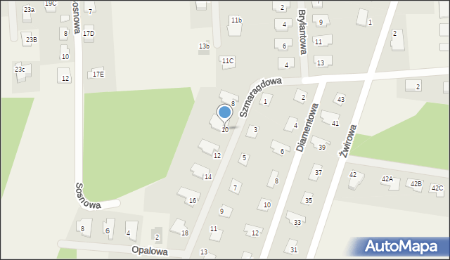 Trzciany, Szmaragdowa, 10, mapa Trzciany