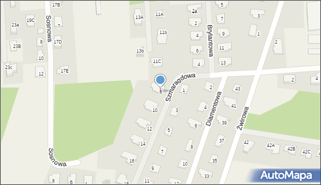 Trzciany, Szmaragdowa, 8, mapa Trzciany