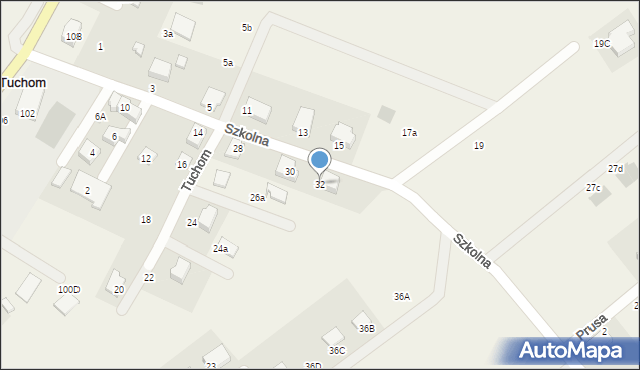 Tuchom, Szkolna, 32, mapa Tuchom