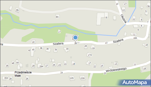 Tuchów, Szafera Władysława, prof., 28, mapa Tuchów
