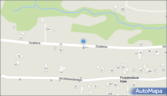 Tuchów, Szafera Władysława, prof., 48, mapa Tuchów